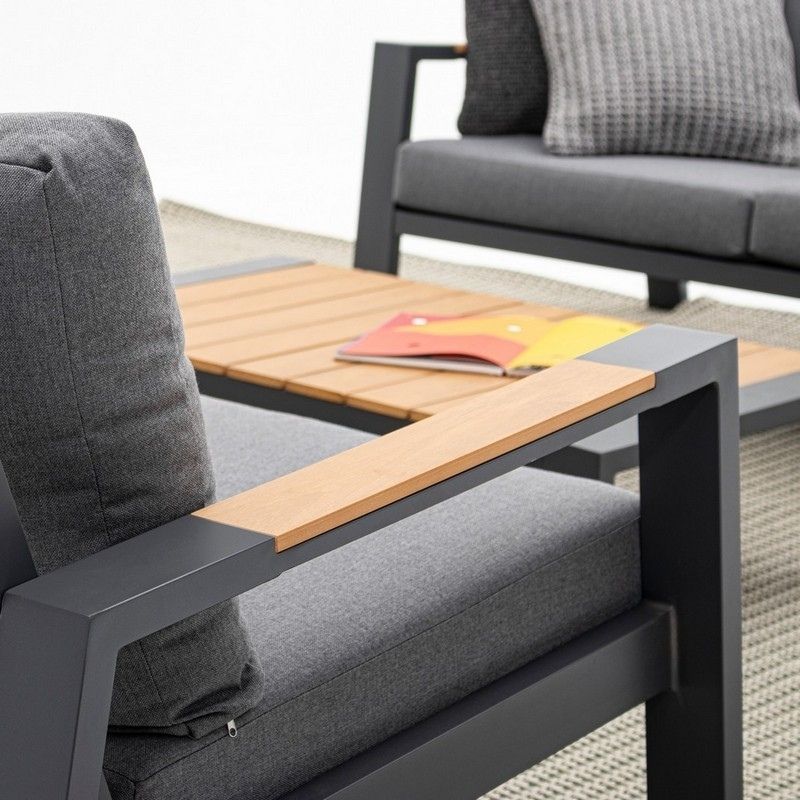 Salotto da esterno Einar alluminio antracite con tavolino